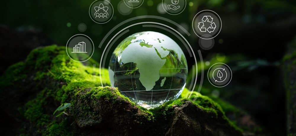 Crystal,Globe,Putting,On,Moss,,Esg,Icon,For,Environment,Social